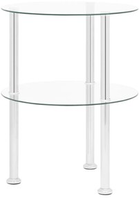 vidaXL Masă laterală 2 niveluri, transparent, 38 cm, sticlă securizată