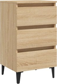 vidaXL Noptieră & picioare metalice, stejar Sonoma, 40x35x69 cm