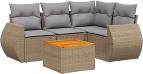 vidaXL Set canapele de grădină cu perne, 5 piese, bej, poliratan