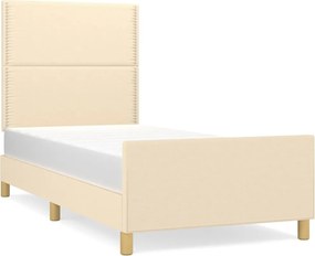vidaXL Cadru de pat fără saltea cremă 90x200 cm țesătură