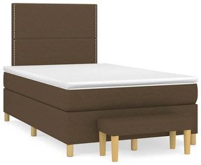 vidaXL Pat box spring cu saltea, maro închis, 120x190 cm, textil