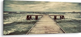 Tablou cu dig din lemn la mare (120x50 cm)