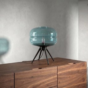 Lampa de masa LUX sticla albastra si otel negru