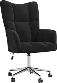 vidaXL Fotoliu de relaxare cu roata Negru 69 x 61,5 x 102 cm Catifea