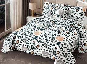 Cuvertură bumbac 100%, animal print alb-negru, 5 piese, 230x250 cm, CB313