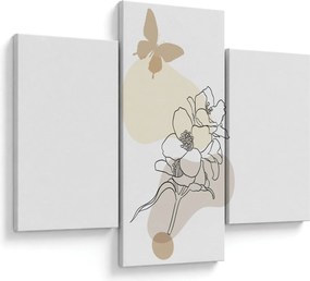 Tablou - Flori bej cu fluture N⁰3 (90x60 cm)