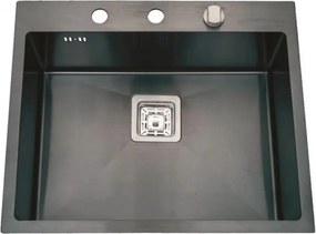 Chiuveta inox Inter Ceramic cu o cuva fara picurator finisaj negru satinat 60x50 cm