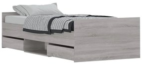 3203815 vidaXL Cadru de pat cu tăblie la cap/picioare, gri sonoma, 90x190 cm