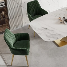 Scaun verde pentru bucătărie, soft, cu cotieră , în stil art nouveau - 2 buc. Deprimo j040379-verde by Deprimo