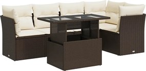 vidaXL Set canapele de grădină cu perne, 6 piese, maro, poliratan