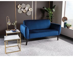 Canapea Elsa Velvet, doua locuri, albastru/negru