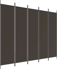 vidaXL Paravan de cameră cu 5 panouri maro 250x200 cm material textil
