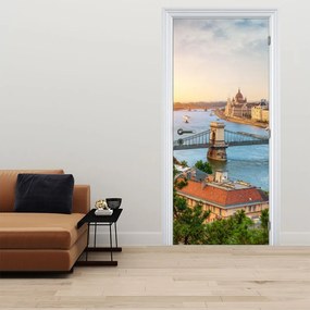 Fototapet pentru ușă - Budapesta cu râu (95x205cm)
