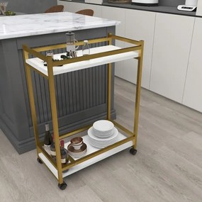 "Măsuță servire cu roti, Clasic, 81cm, alb-airiu"