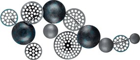 Decoratiune perete BRONTE-CH103-4, gri inchis/albastru, metal, 90x8x42