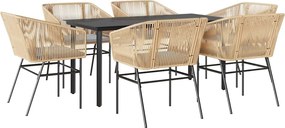 vidaXL Set de sufragerie de grădină de 7 piese sticlă poliratan maro