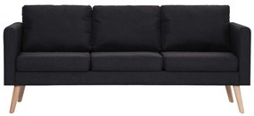 Set canapele, 2 piese, negru, material textil Negru, 2 locuri + 3 locuri