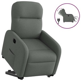 vidaXL Fotoliu electric rabatabil cu ridicare, gri închis, textil
