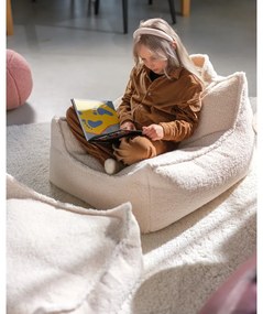 Fotoliu puf pentru copii crem cu tapițerie din țesătură bouclé Square – Wigiwama