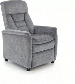 Fotoliu recliner JORDAN, gri/negru, stofa/plastic, 71x85/155x79/106 cm