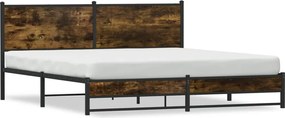vidaXL Cadru pat metalic fără saltea, stejar fumuriu, 160x200 cm