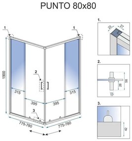 Cabina de dus neagra City 80x80 cm