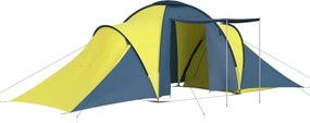 vidaXL Cort camping, 6 persoane, albastru și galben