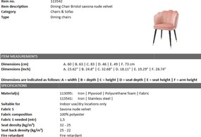 Scaun elegant design LUX Bristol catifea roz deschis 113542 HZ