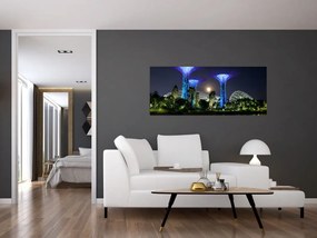 Tablou cu lună plină în grădinile din Singapur (120x50 cm)