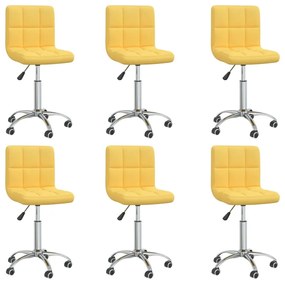 3087528 vidaXL Scaune de bucătărie pivotante, 6 buc., galben muștar, textil