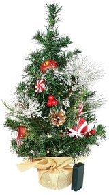 Brad de Crăciun decorat cu lumini, 50 cm, 10 LED-uri, alb cald