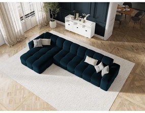 Colțar albastru închis cu tapițerie din catifea (pe partea stângă) Kendal – Micadoni Home