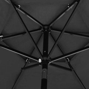 Umbrela de soare 3 niveluri, stalp de aluminiu, antracit, 2,5 m Antracit, 2.5 m