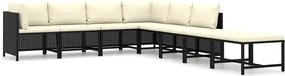 vidaXL Set mobilier de grădină cu perne, 8 piese, negru, poliratan