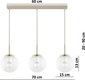 Brilagi - Lustru pe cablu STELLA 3xE27/60W/230V bej/auriu