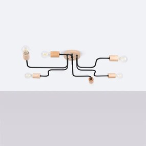 Lustră aplicată Sollux SL.1670 TIMBO 6xE27/15W/230V negru/bej/fag