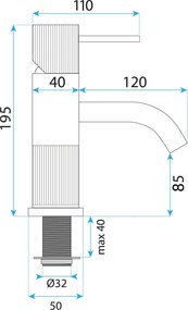 Baterie pentru baie Rea Lungo Stripe Brush Gold Low