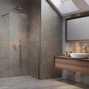 Paravan de dus tip Walk-in Radaway Modo New II cupru periat-transparent 90 cm sticla securizata 8 mm