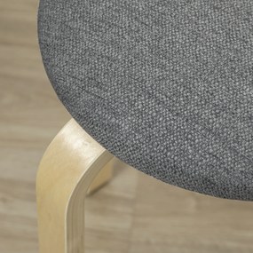 HOMCOM Set de 4 taburete empilabile rotunde fără spătar cu asise remberate, 40 x 40 x 45 cm, gri | Aosom Romania