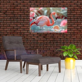 Tablou - Flamingo în iaz (90x60 cm)