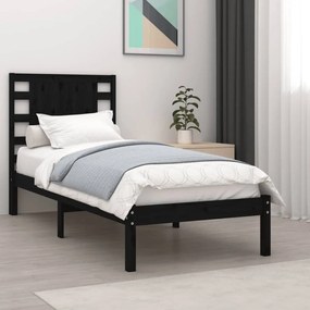 3104187 vidaXL Cadru de pat single, negru, 90x190 cm, lemn masiv