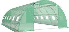 Outsunny Seră tunel de grădină Seră pentru legume oțel galvanizat Ø25mm și structură consolidată 395x595x199cm Verde | Aosom Romania
