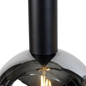 Lampă suspendată modernă neagră cu sticlă fumurie cu 5 lumini - Clayton