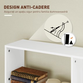HOMCOM Bibliotecă Asimetrică în Formă de S cu 5 Niveluri și 10 Rafturi Deschise, 80x24x159 cm, Alb | Aosom Romania