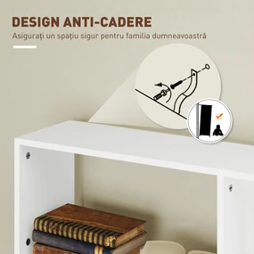 HOMCOM Bibliotecă Asimetrică în Formă de S cu 5 Niveluri și 10 Rafturi Deschise, 80x24x159 cm, Alb | Aosom Romania