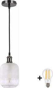 BRILAGI - LED Lustră pe cablu RETRO GLASS 1xE27/60W/230V Ø 14 cm negru/alb