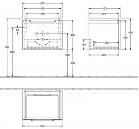 Dulap baza suspendat, Villeroy&amp;Boch Subway 2.0, 53.7x42x42.3cm, A68610E1