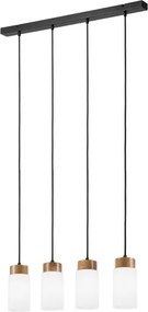 Lustră suspendată pe cablu MARKUS, 4 x E27, 15W, 230V, negru/stejar