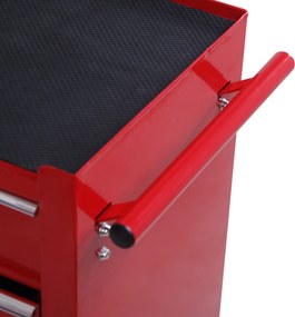 HOMCOM Cărucior Mobil pentru Atelier cu Sertare, Organizator Ustensile, Roșu, 67.5x33x77cm | Aosom Romania