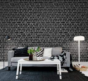Fototapet, Brick Wall, Black, Rebel Walls